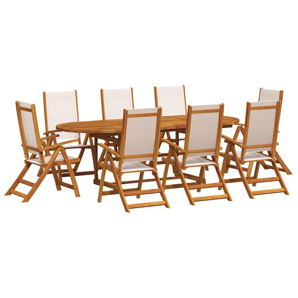 vidaXL Set Pranzo da Giardino 9pz Legno Massello di Acacia e Textilene