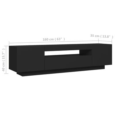 vidaXL Mobile Porta TV con Luci LED Nero 160x35x40 cm