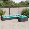 vidaXL Set Divani da Giardino 9 pz con Cuscini Nero in Polyrattan