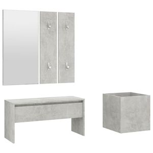vidaXL Set di Mobili da Corridoio Grigio Cemento in Legno Multistrato