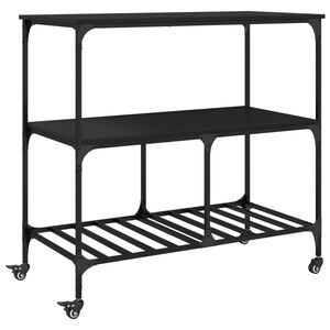 vidaXL Carrello da Cucina Nero 100x50x95 cm in Legno Multistrato