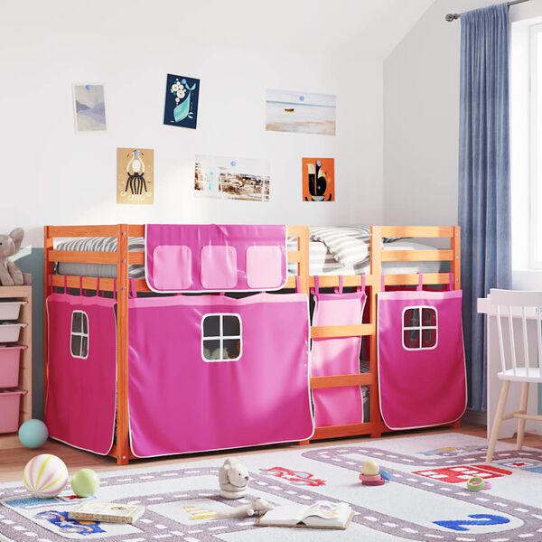 vidaXL Letto a Castello senza Materasso Rosa 80x200 cm Legno di Pino