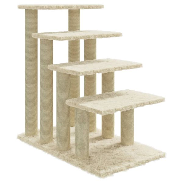 vidaXL Albero per Gatti con Tiragraffi in Sisal Crema 63 cm