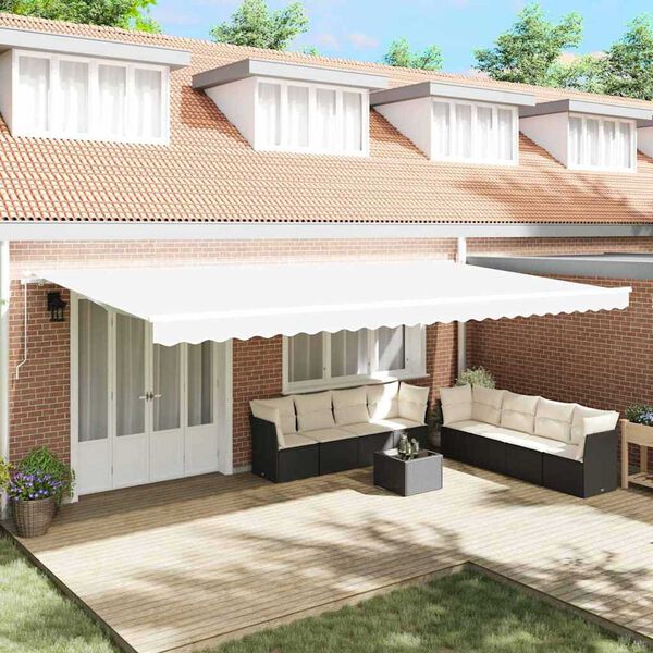 vidaXL Tenda Retrattile Bianco 600 &times; 350 cm Poliestere e Alluminio