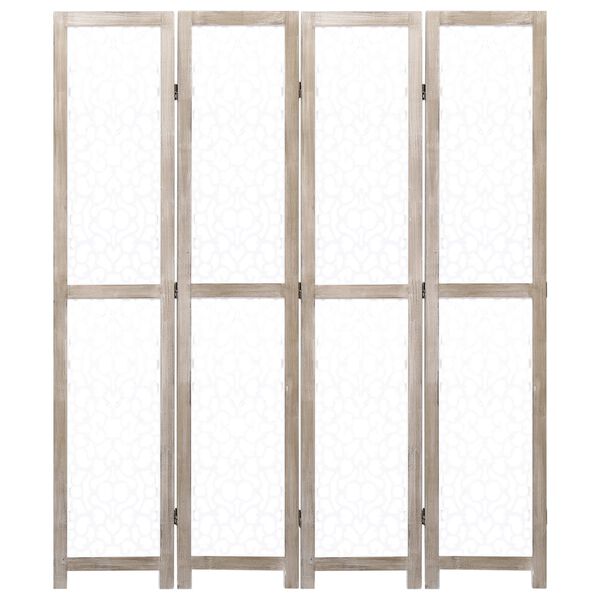 vidaXL Divisorio a 4 Pannelli Bianco 140x165 cm in Legno Massello