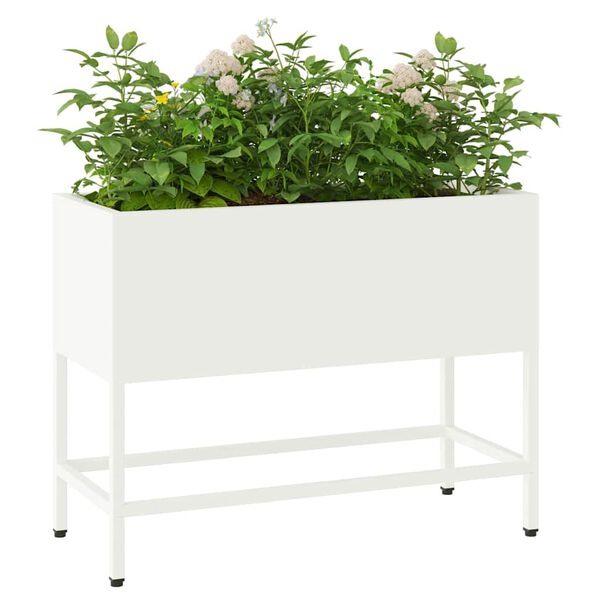 vidaXL Vaso da Giardino Rialzato Bianco 60 x 26 x 48 cm Acciaio