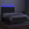 vidaXL Letto a Molle Materasso e LED Grigio Scuro 140x200cm in Tessuto