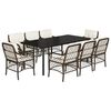 vidaXL Set da Pranzo da Giardino 9pz con Cuscini Marrone in Polyrattan