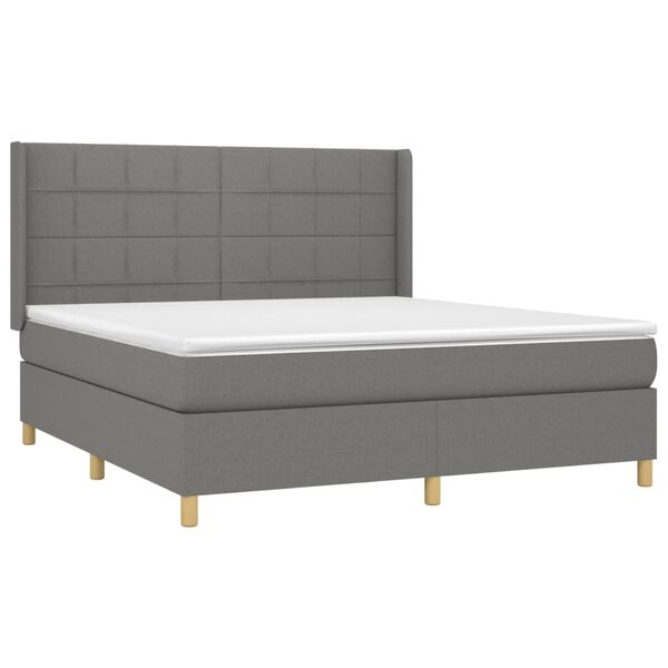 vidaXL Letto a Molle Materasso e LED Grigio Scuro 180x200cm in Tessuto