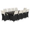 vidaXL Set da Bistr&ograve; da Giardino 11 pz con Cuscini Nero in Polyrattan