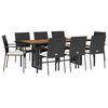 vidaXL Set da Pranzo da Giardino 9 pz con Cuscini Nero in Polyrattan
