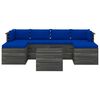 vidaXL Set Divani da Giardino su Pallet 7 pz con Cuscini Massello Pino