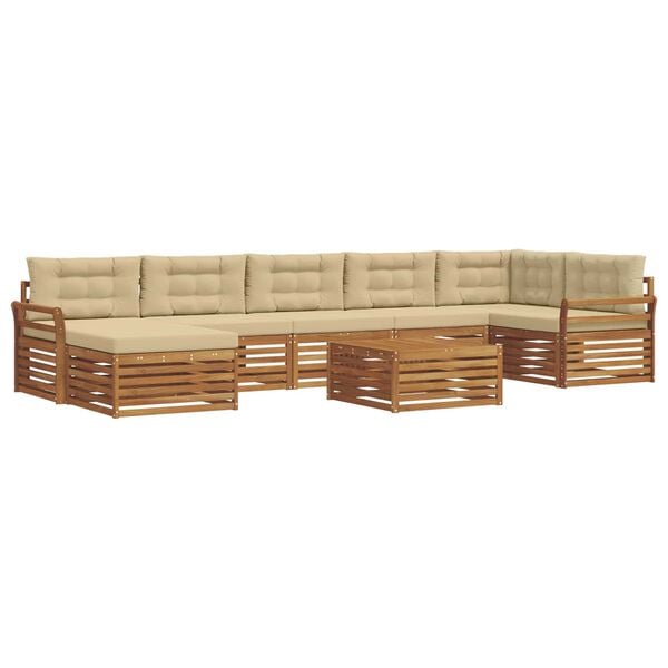 vidaXL Set di divani da esterno con cuscino 8 pcs Naturale e Beige