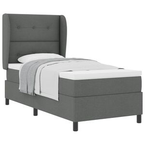 vidaXL Letto a molle con testiera Grigio scuro 80 x 200 cm Tessuto