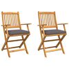 vidaXL Sedia pieghevole 2 pz Marrone Legno massello di acacia