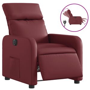 vidaXL Poltrona Reclinabile Elettrica Rosso Vino in Similpelle