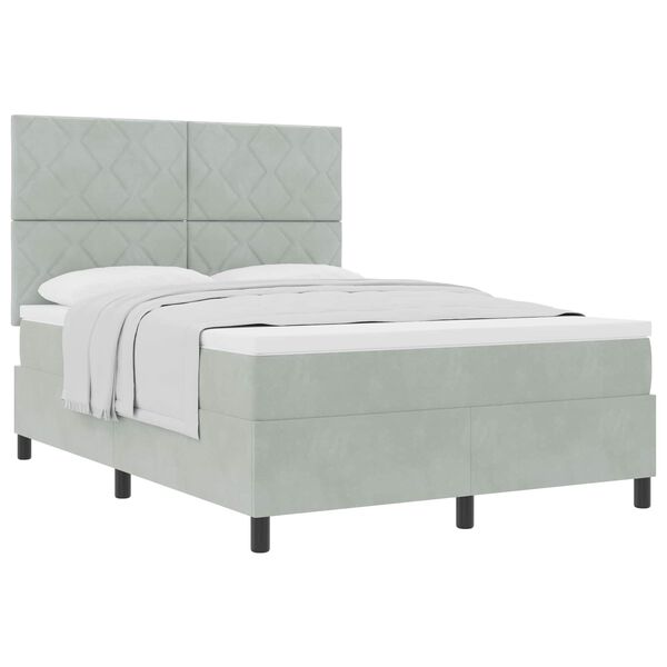 vidaXL Letto a molle con materasso Grigio chiaro 140 x 190 cm Tessuto