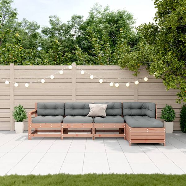 vidaXL Set Divani Giardino 5 pz con Cuscini Legno Massello di Douglas