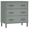 vidaXL Credenza con 3 Cassetti Grigio 77x40x79,5cm Legno Massello OSLO