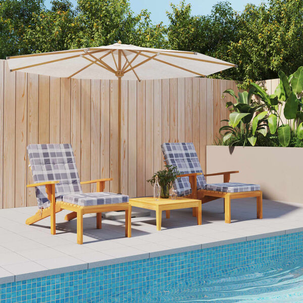 vidaXL Cuscini Sedia Sdraio 2pz Motivo Quadri Grigio in Tessuto Oxford