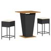 vidaXL Set Bar da Giardino 3 pz con Cuscini in Polyrattan Nero
