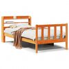 vidaXL Giroletto con Testiera Marrone Cera 100x200 cm Massello Pino