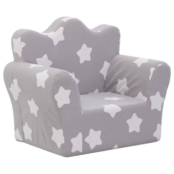 vidaXL Divano per Bambini Grigio Chiaro con Stelle in Morbido Peluche
