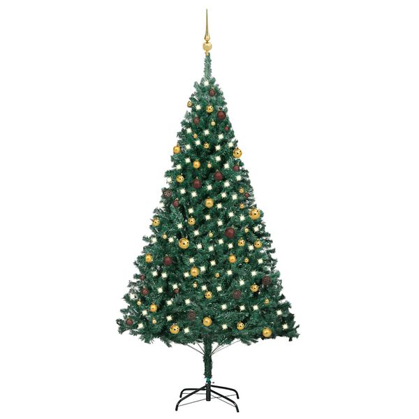 vidaXL Albero di Natale Preilluminato con Palline Verde 240 cm PVC