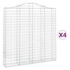 vidaXL Cesti Gabbioni ad Arco 4 pz 200x30x200/220 cm Ferro Zincato
