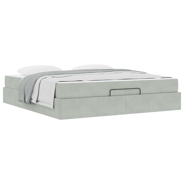 vidaXL Struttura letto con materasso 2 pcs Grigio chiaro Velluto