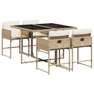vidaXL Set da Pranzo da Giardino 5 pz con Cuscini Beige in Polyrattan
