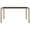 vidaXL Tavolo da Giardino Piano Vetro Beige Polyrattan Vetro Temperato
