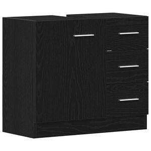 vidaXL Mobile Lavabo Rovere Nero 63x30x54 cm in Legno Multistrato