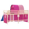 vidaXL Letto a Soppalco con Tunnel Bambini Rosa 80x200cm Massello Pino