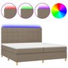 vidaXL Letto a Molle Materasso e LED tortora 200x200cm in Tessuto