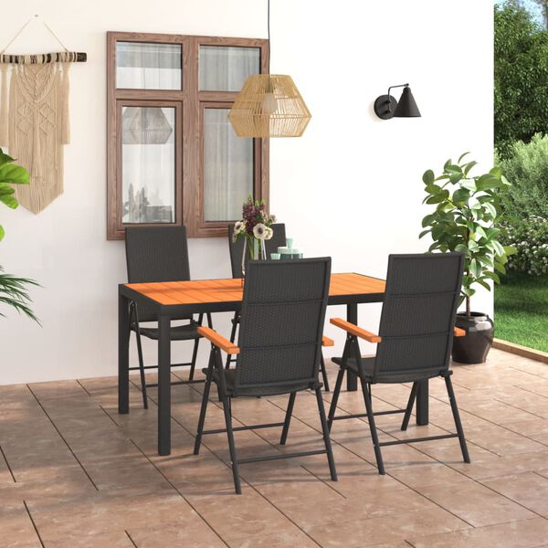 vidaXL Set da Pranzo da Giardino 5 pz Nero e Marrone