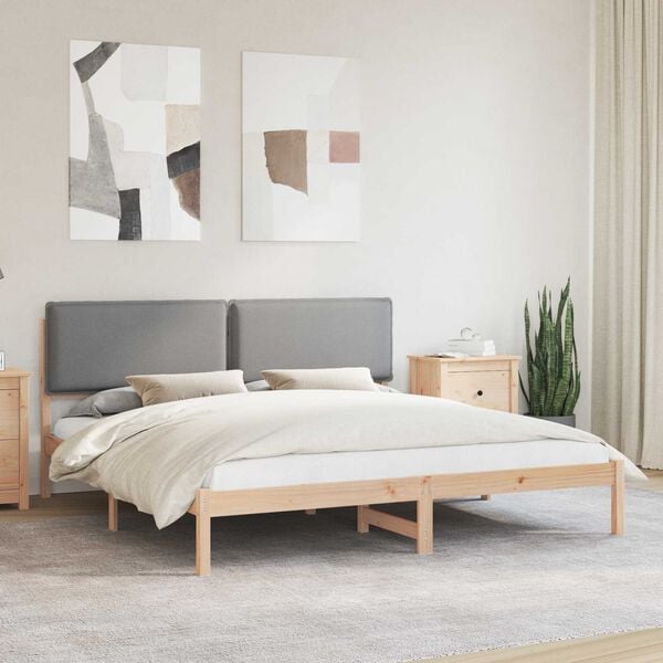 vidaXL Letto con Testiera Rivestita Grigio chiaro 200 x 200 cm