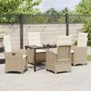 vidaXL Set da Pranzo per Giardino con cuscino 5 pcs Beige polyrattan