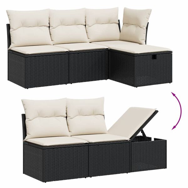 vidaXL Set Divani da Giardino con Cuscini 8 pz Nero in Polyrattan
