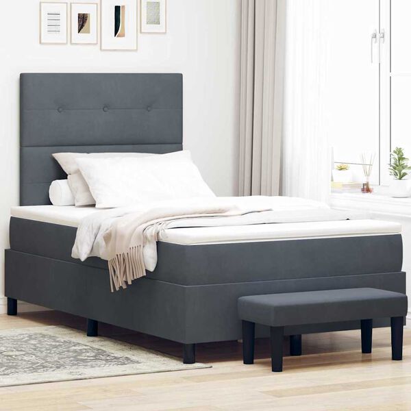 vidaXL Letto a molle con materasso Grigio scuro 120 x 200 cm Velluto