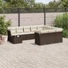 vidaXL Set Divani da Giardino 11 pz con Cuscini Polyrattan Marrone