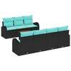 vidaXL Set Divano da Giardino 8 pz Nero e Turchese polyrattan