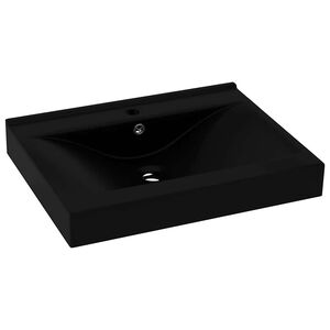 vidaXL Lavandino con Foro Rubinetto Nero Opaco 60x46 cm in Ceramica