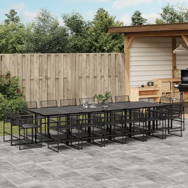 vidaXL Set da Pranzo da Giardino 17 pz Nero in Polyrattan