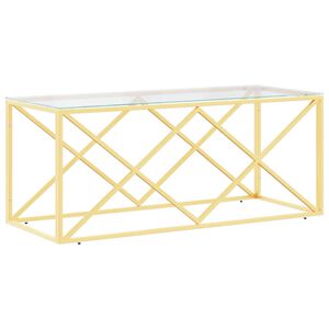vidaXL Tavolino da Salotto 110x45x45 cm in Acciaio Inox e Vetro