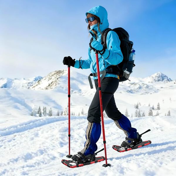 vidaXL Racchette da neve 3 in 1 con bastoni da trekking Rosso e Nero