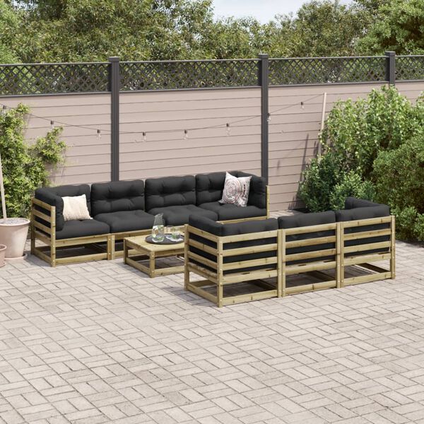 vidaXL Set Divani da Giardino 8 pz in Legno Impregnato di Pino