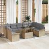 vidaXL Set Divano da Giardino con cuscino 10 pcs Beige Poly Rattan