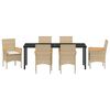 vidaXL Set da Pranzo per Giardino con cuscino 7 pcs Beige polyrattan