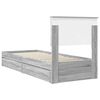 vidaXL Letto con Contenitore con testiera Grigio Sonoma 75 x 190 cm